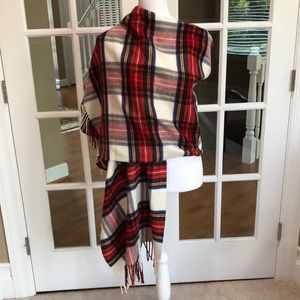 Charter Club plaid wrap scarf blanket with fringe